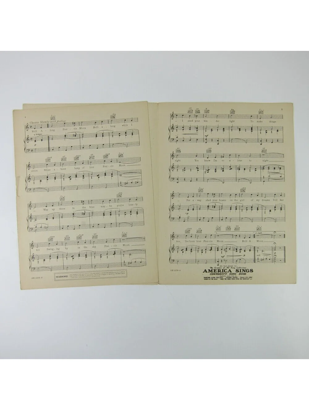 Sheet Music Roll Along Prairie Moon Here Comes The Band Ted Lewis Vintage 1935